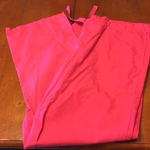 Pink scrub pants.